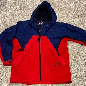 Helly Hansen Jacket Coat Mens Size Medium Red and Blue Hooded CS-U